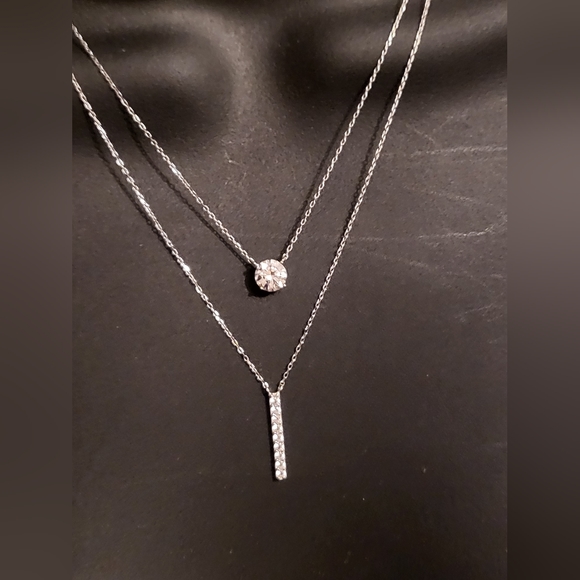 NWT Sterling Silver White Sapphire Necklace Set - Picture 4 of 6